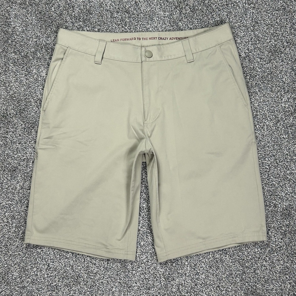Rhone Commuter Shorts Men 32 Beige Golf Flat Front 10.5" Inseam Athleisure Chino